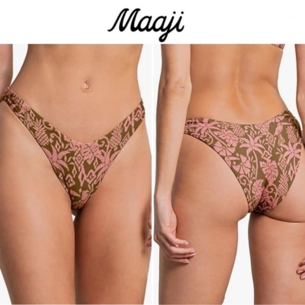 Maaji Batik Jungle Cocoa Splendour High Leg Bikini Bottom sz L NWT 77$